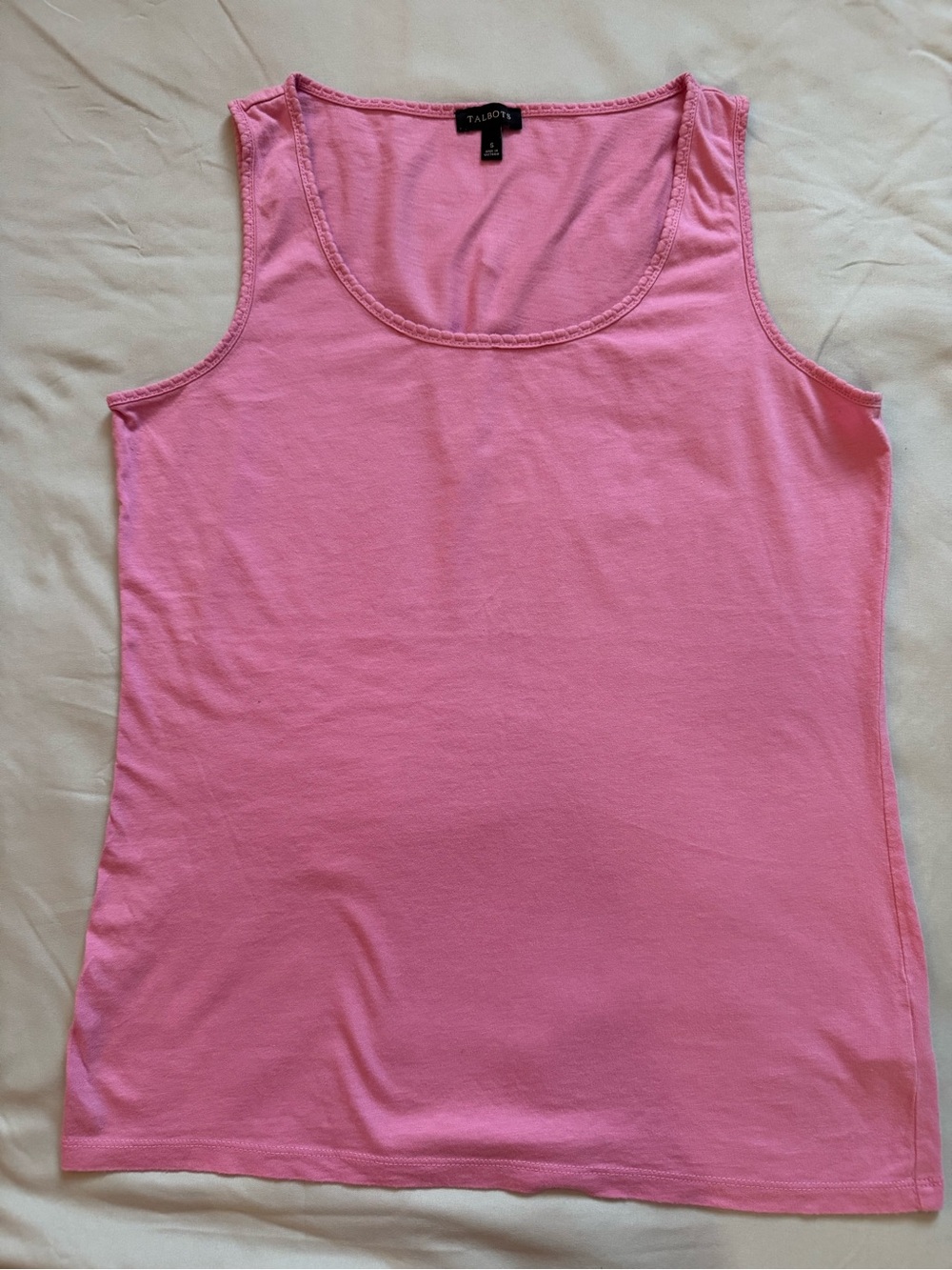 Talbots Bright Pink Scoop Neck Tank Size Small Cotton Blend
